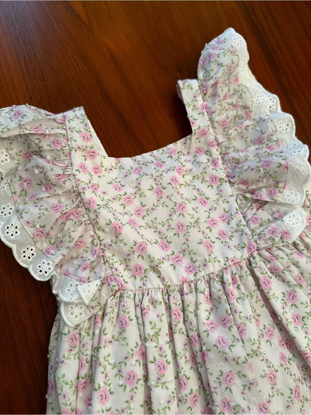 Pippa & Julie Girls Floral Pink Ruffle Sleeve Dress with full lining size 4